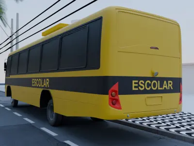 Marcopolo Senior Midi School Bus Low-poly 3D model
