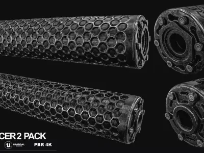 Advanced Silencer 2 pack Low-poly 3D model