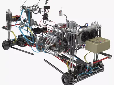 Monster Truck Bigfoot Engine and Chasis 3D model