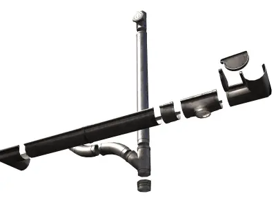 Old Aluminium Gutter System PBR Low-poly 3D model