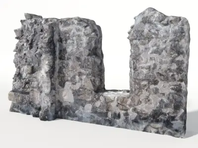 Old castle wall part C Low-poly 3D model