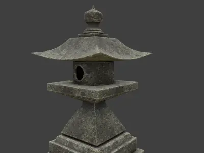 Japanese Stone Lantern 1 Low-poly 3D model