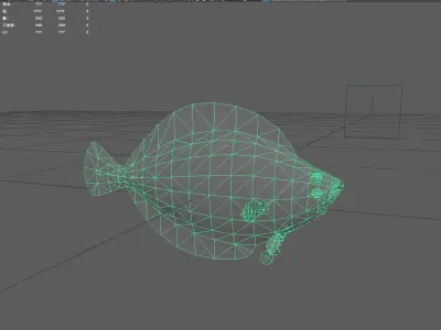 Flat fish Low-poly 3D model