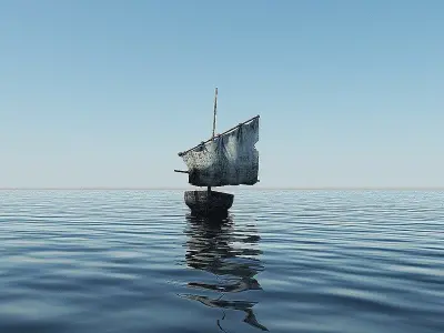 Old Sailing Boat Low-poly 3D model