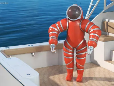 Deep Sea Diving Suit Rigged for Cinema 4D 3D model