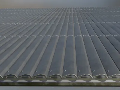 Open Metal Shed With Corrugated Roof 3D model