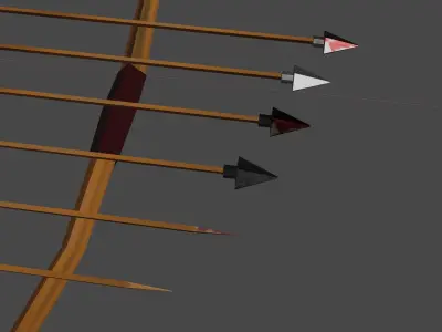 wooden bow and arrow Free low-poly 3D model