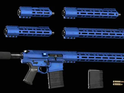 AR LR 308 Modular Rifle 7in-18in Low-poly 3D model