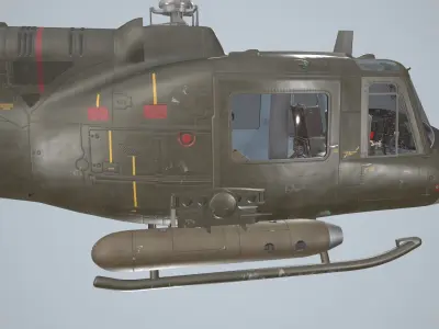 Bell UH-1B US Army Basic Animation Low-poly 3D model
