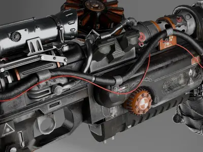 Incinerator gun Sci-fi Low-poly 3D model