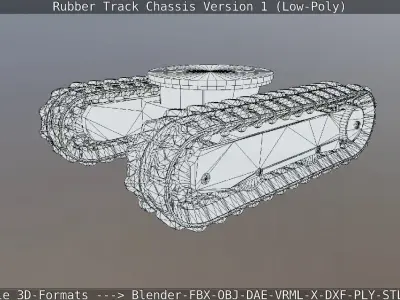 Rubber Track Chassis Version 1 Low-Poly Low-poly 3D model