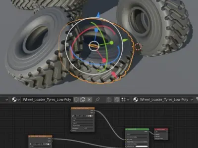 Wheel Loader Tyres Low-Poly Version Low-poly 3D model
