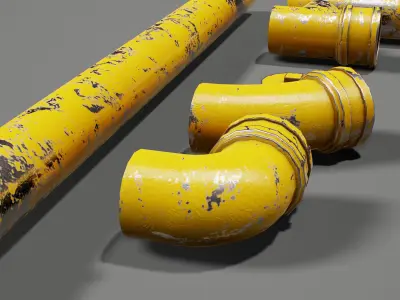 Pipe Set low poly PBR Low-poly 3D model
