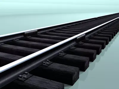 Railway track woody sleepers Low-poly 3D model