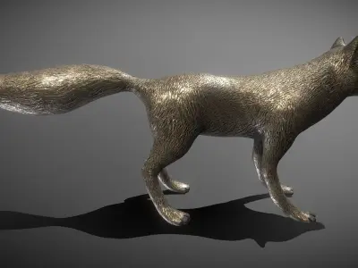 Fox Bronze Statue Low-poly 3D model