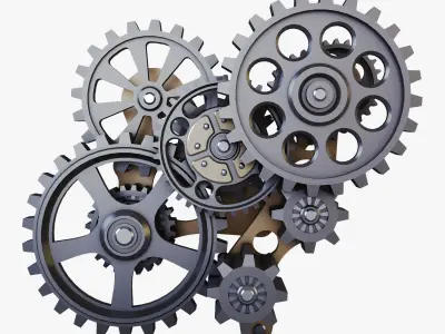 Gear Mechanism Low Poly v 7 Low-poly 3D model