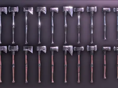 Modular Melee Axe Low Poly Stylized Axe Procedural Weapon Parts Low-poly 3D model