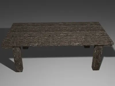 Old Table and Bench Free low-poly 3D model