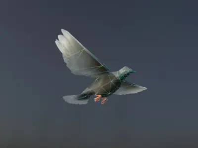 Background Birds Pigeon Flock Updated V5 -Animated - Low Poly Low-poly 3D model