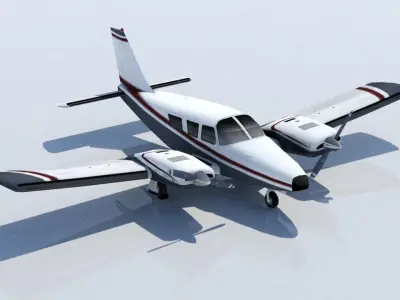 Piper PA-34 Seneca Low Poly Static  Low-poly 3D model