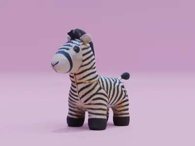 Zebra Toy Plush Free low-poly 3D model