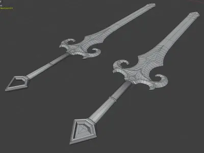 Two-hand swords pack 4 in 1 Low-poly 3D model