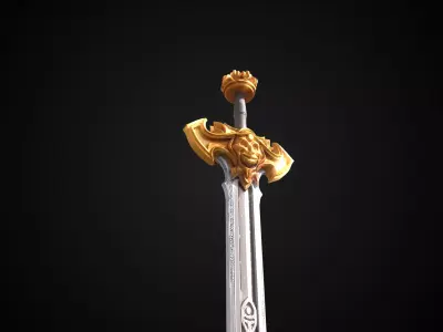 Stylized Rohan Sword - Gold Vow - Game Ready 3D model