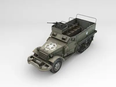Low Poly M3A1 Half-track Personnel Carrier Low-poly 3D model