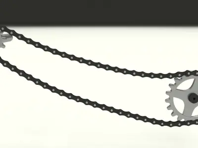 Animated Chain and Sprocket 3D model