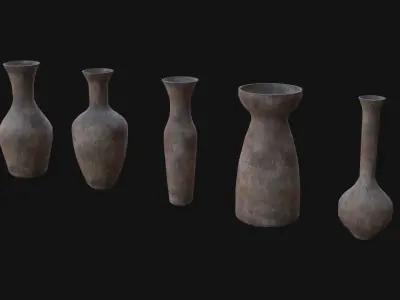 old Vases set 5 Low-poly 3D model
