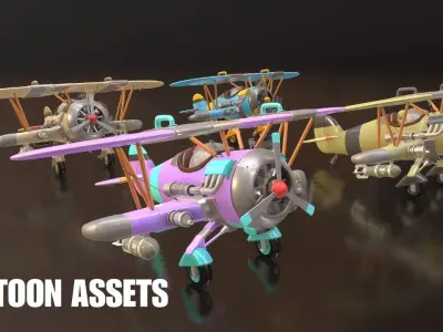 3D Stylized Planes Low-poly 3D model