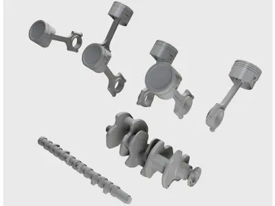 Crankshaft with pistons Free 3D model