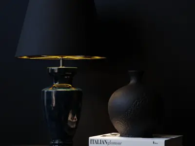  Eno Ceramic Arrius Granada Shade Lamp Model, Black 