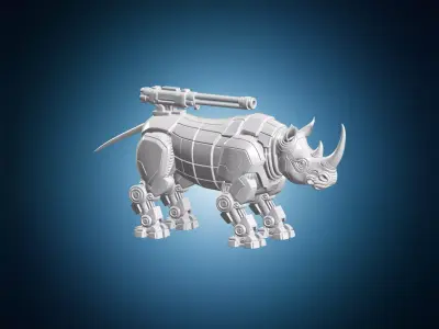 Mecha Rhino 3D Print Model 3D print model