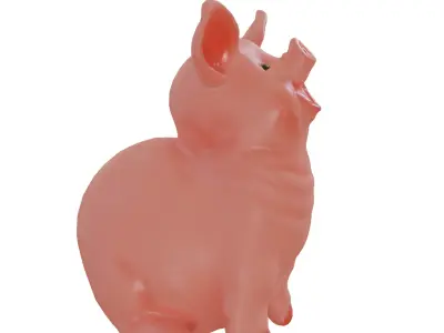 Piggy Bank 3D low-poly and high-poly Free low-poly 3D model