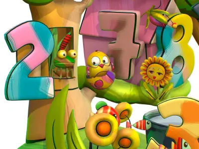 Number Animal Insect Plane Fish Low-poly 3D model