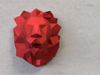 Lion head low poly Low-poly 3D model
