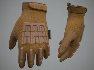 Tactical Combat Gloves 06 Low-poly 3D model