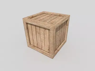 low poly wooden box Low-poly 3D model