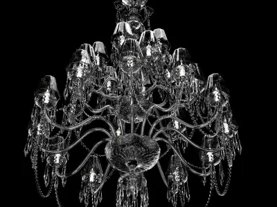 Waterford Ardmore 24-Arm Chandelier with Crystal Shades 3D model