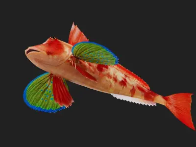 Bass fish Low-poly 3D model