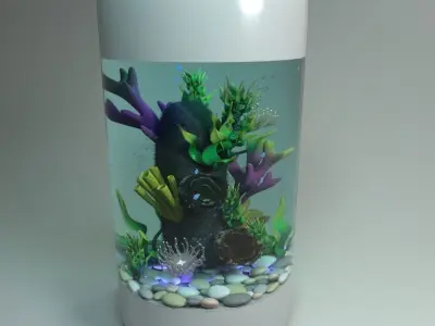 3D aquarium fish tank with plants and rocks 3D model