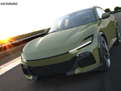 Extreme Sports Crossover Car Olive Rigged 3D model