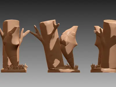 Metapod against tree Pokemon OBJ STL 3D print model