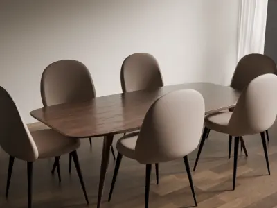 Modern Dining Table Set Low-poly 3D model