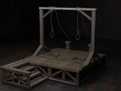 Medieval Gallows Free low-poly 3D model