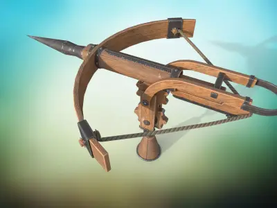 Medieval harpoon weapon PBR low-poly game ready Low-poly 3D model