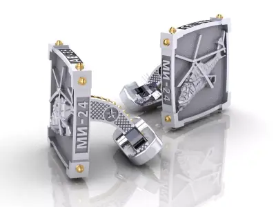 Cufflinks with Helicopter 3D print model