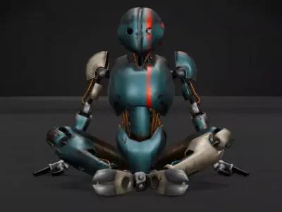 Blue Robot Low-poly 3D model