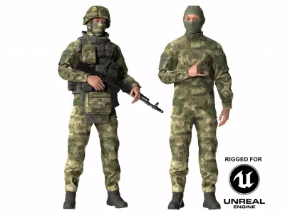 Russian Soldier PMC Character Low-poly 3D model